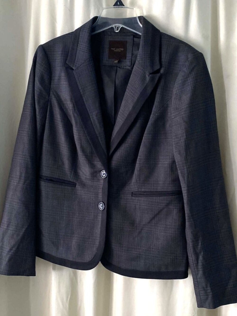 The Limited Collection Women Blazer Jacket Gray Plaid Size M Two Button Lined